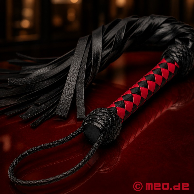 HURTME™ - BDSM flogger by MEO® - 黑色/红色皮革 - 2
