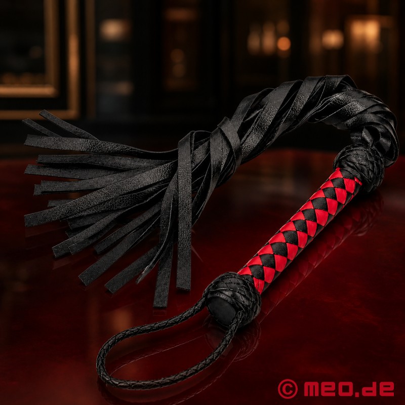 HURTME™ - BDSM flogger by MEO® - 黑色/红色皮革 - 4