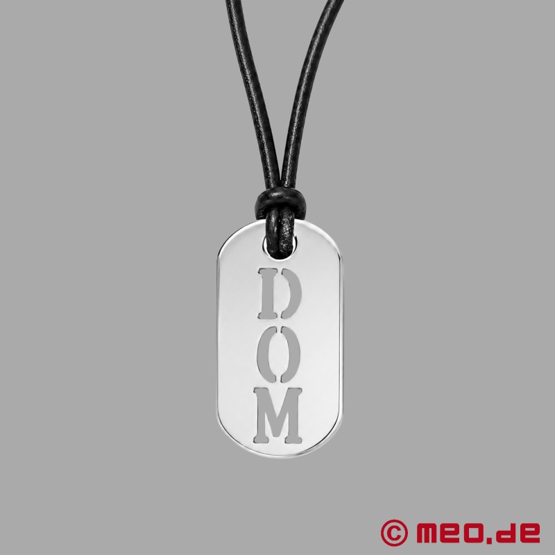 MEO® Kink Fetish Tag Dom - Zgardă din piele cu pandantiv din oțel inoxidabil - 4